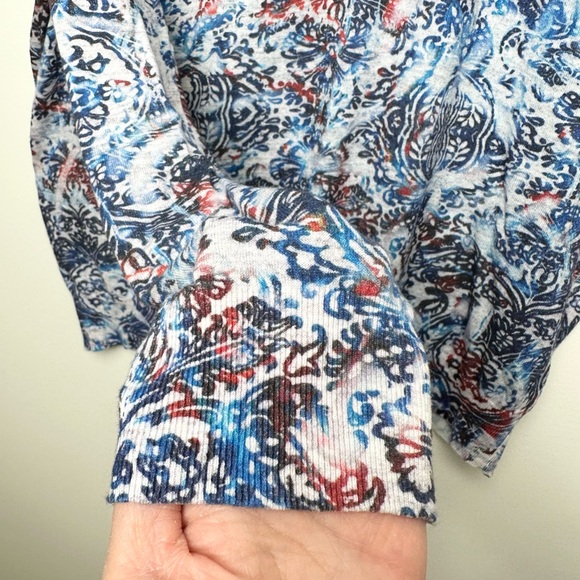 Robert Graham Barrel Paisley Graphic Print Linen & Cotton Knit Crewneck Sweater - Picture 8 of 13